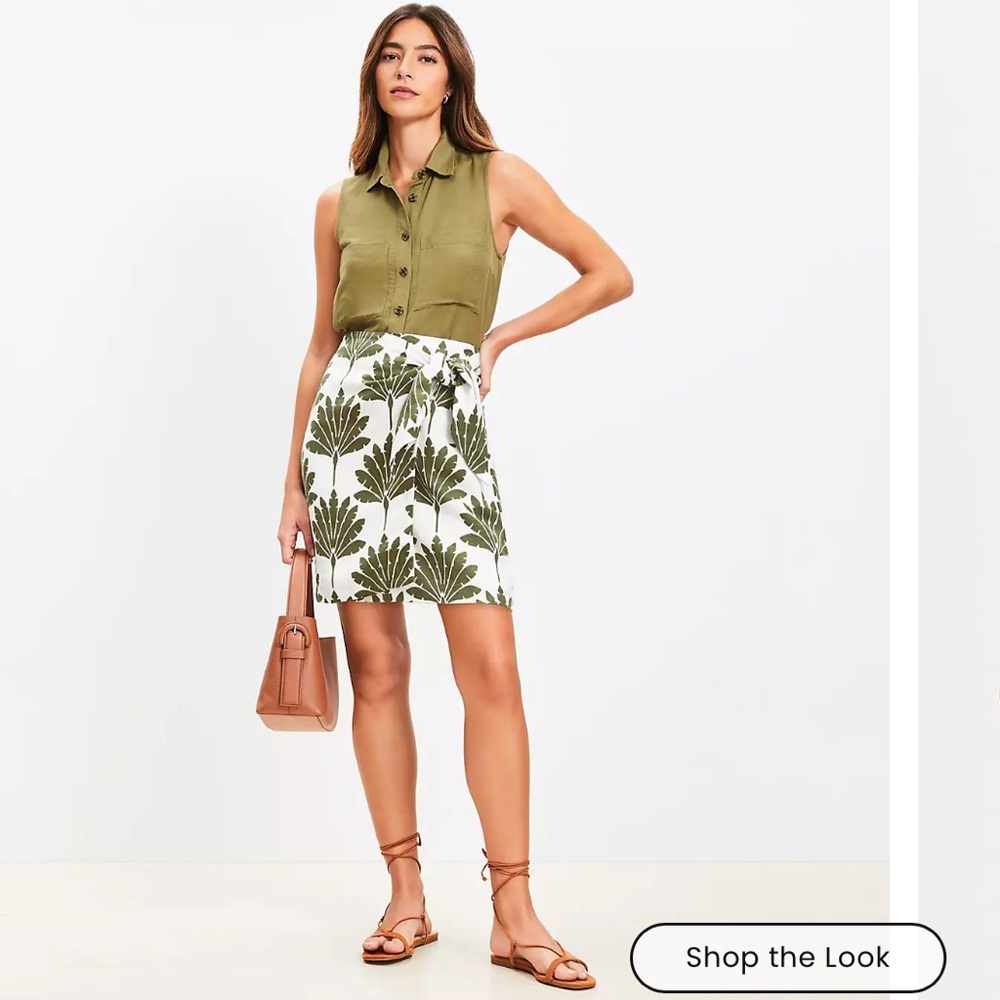Loft Palm Linen Blend Mini Wrap Skirt